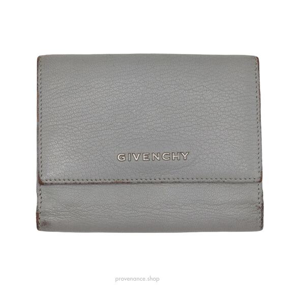 🔴 Givenchy Trifold Wallet - Grey Tumbled Leather - Picture 1 of 10
